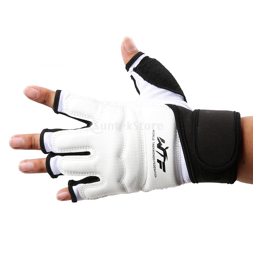 freundlicher Erwachsene halb Finger Kampf Boxen Handschuhe Handschuhe Sanda Karate Sandsack Schutz für MMA Muay thailändisch trete Boxen Ausbildung Weiß: XL