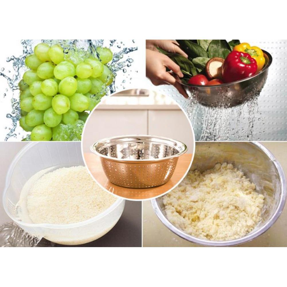 Thicken Stainless Steel Rice Washer Drain Basket for Kitchen Vegetables Washing Storage