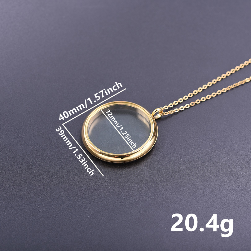 1Pc Stainless Steel Men Glass Floating Ashes Locket Pendant Necklaces Round DIY Round Reliquary Relicario Women Collares Jewelry: Steel color
