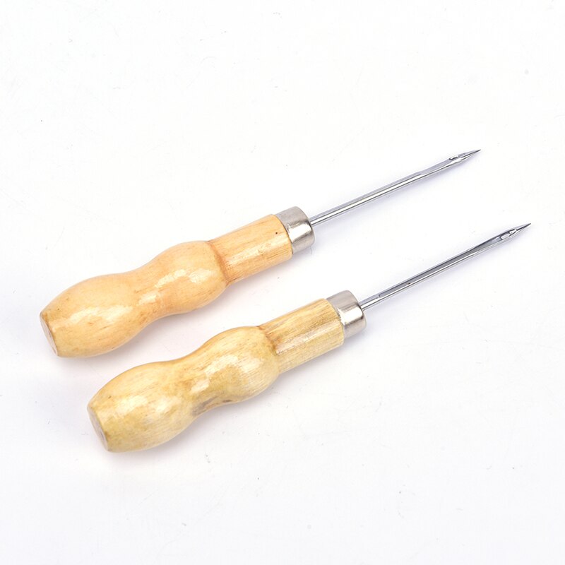 2 uds. Herramientas de costura de cuero y lona, herramientas de mango de madera, puntadas a mano, Kit de herramientas de aguja para artesanía de cuero, suministros de costura