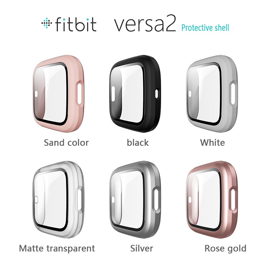 Funda protectora de pantalla para Fitbit Versa 2, ultradelgada suave cubierta completa, accesorios de marco de parachoques, película transparente HD antiburbujas para reloj inteligente