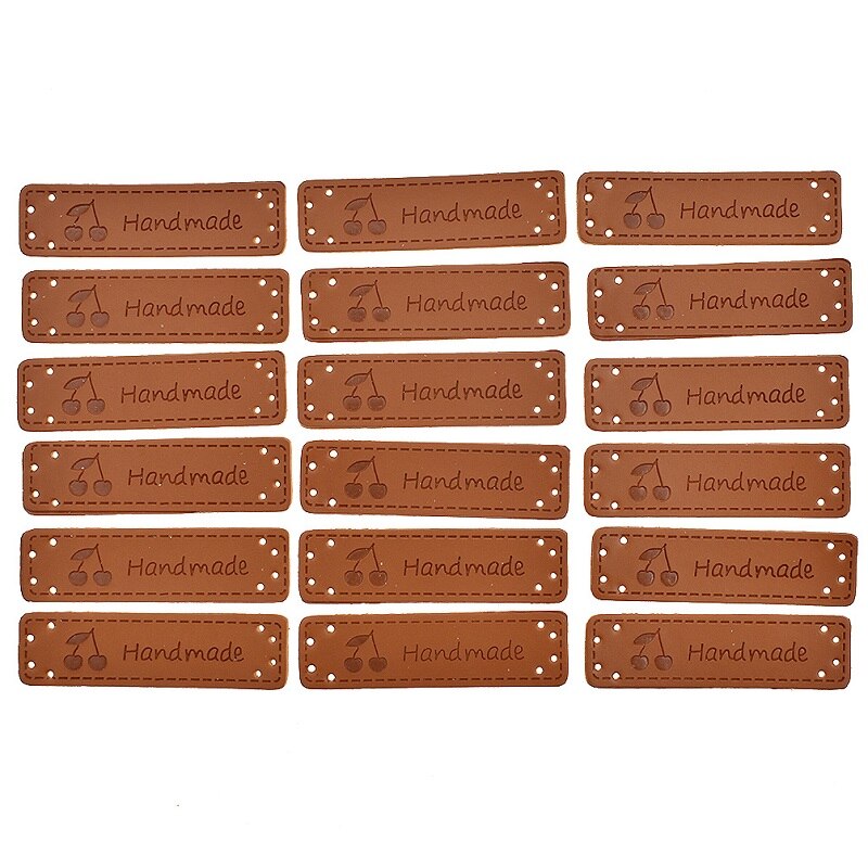 50 stuks handgemaakte pu-leren labels met vogelnaaimachinereliëflabel, diy-vlaglabels voor kleding, naaiaccessoires: 06