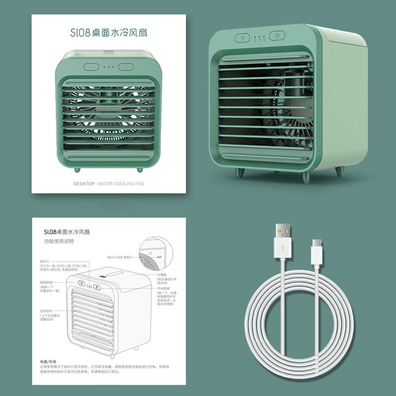 Mini Portable Air Conditioner Humidifier USB Air Cooler Fan Purifier For Office Bedroom Air Conditioning For Home Car Electrical