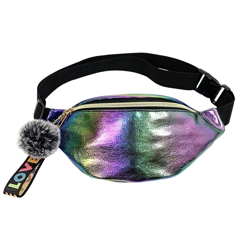 Cool Sequins Printing Waist Bag For Woman Fanny Pack Girls Shoulder Belt Bags Kids Waist Packs Glitter Phone Pouch