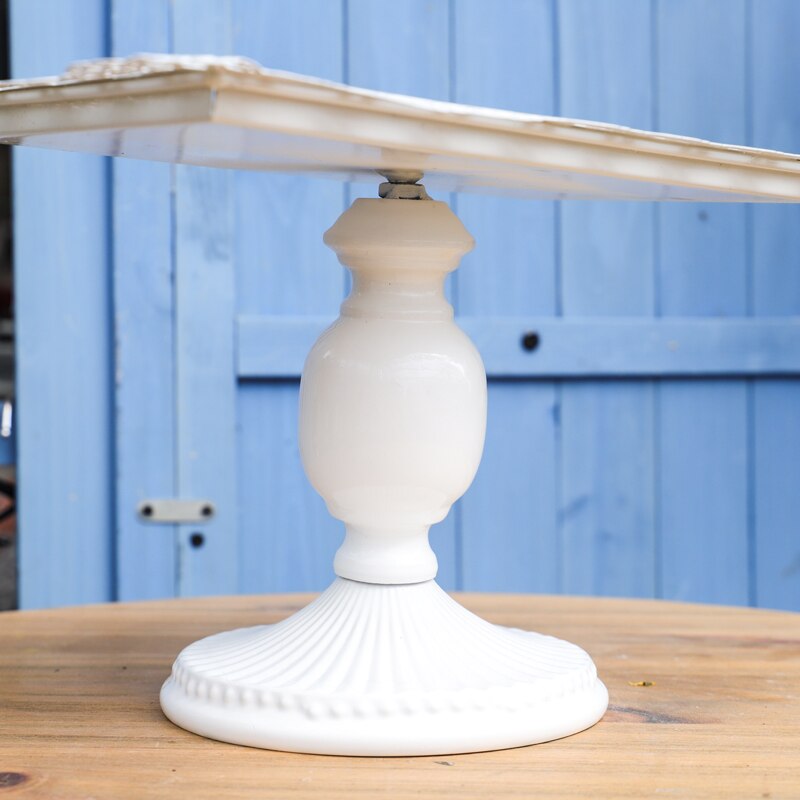 lace edge rectangle pedestal vintage white iron tray