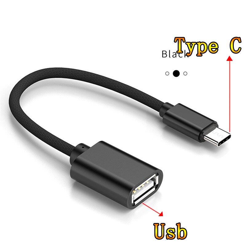 Snel ! 3 Kleuren Usb Otg Adapter Kabel Usb Female Naar Micro Usb Male Converter Micro Usb Otg Adapter Otg Adapter kabel: type c Black