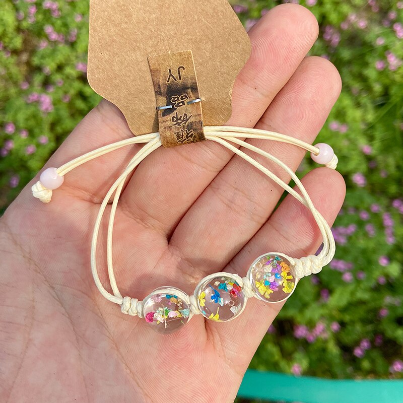 Dames armband met kristallen kralen, dames armband met bloemenpatroon, verstelbare maat, transparante kralenarmband, fijne sieraden: Stijl -8