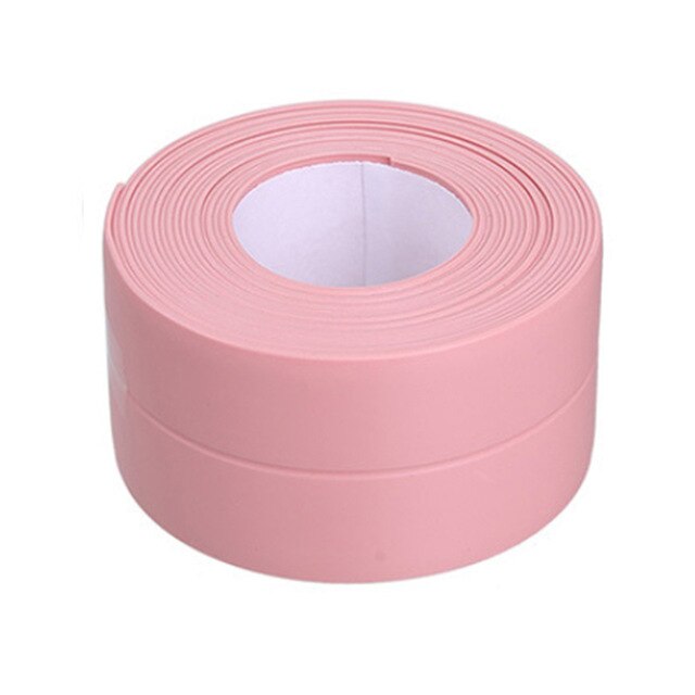 PVC Acrylic Fishes Stick Strip Corner Line Mildew Proof Sealant Tape for Kitchen Stove Sink Self Adhesive Waterproof: 3.8 Pink