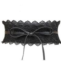 black white wide corset lace belt female self-tie belt belt girth belt women's belt wedding dress belt accessories: balck