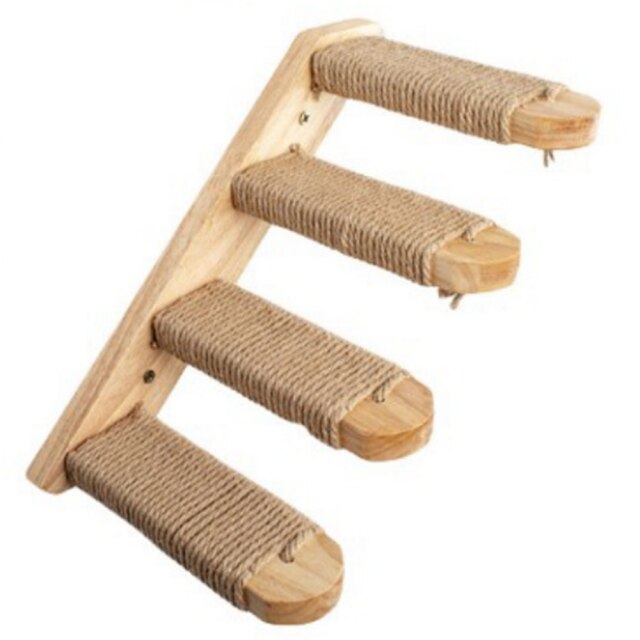 Wall Mounted Cat Climbing Ladder Cat Jumping Platform Frame Pet Furniture Play House Cat Stairs Steps Climbing Shelf Cat Toys: Model C With rope
