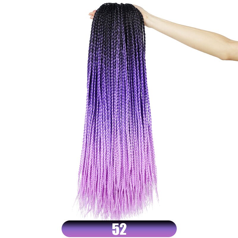 19 Color Ombre Box Crochet Hair Braids 24 Inch Zizi Synthetic Hair Extension For Braids Kanekalon Braiding Hair Pre Stretched: 52