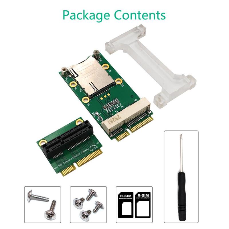 Mini Pci Express Adapter Card Met Sim Card Slot Voor Wifi 3G 4G Wwan Lte Module Verticale Montage met Stabiele Beugel