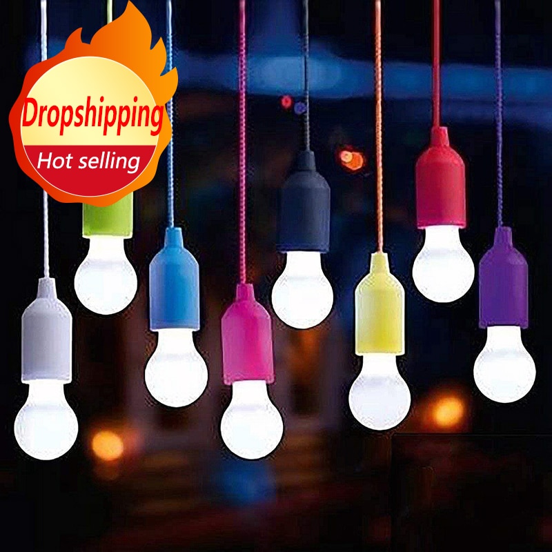 1Pc Outdoor Draagbare Pull Lamp Licht Led Lamp Camping Licht Batterij Aangedreven Kleurrijke Led Lamp Opknoping Lamp Wit verlichting