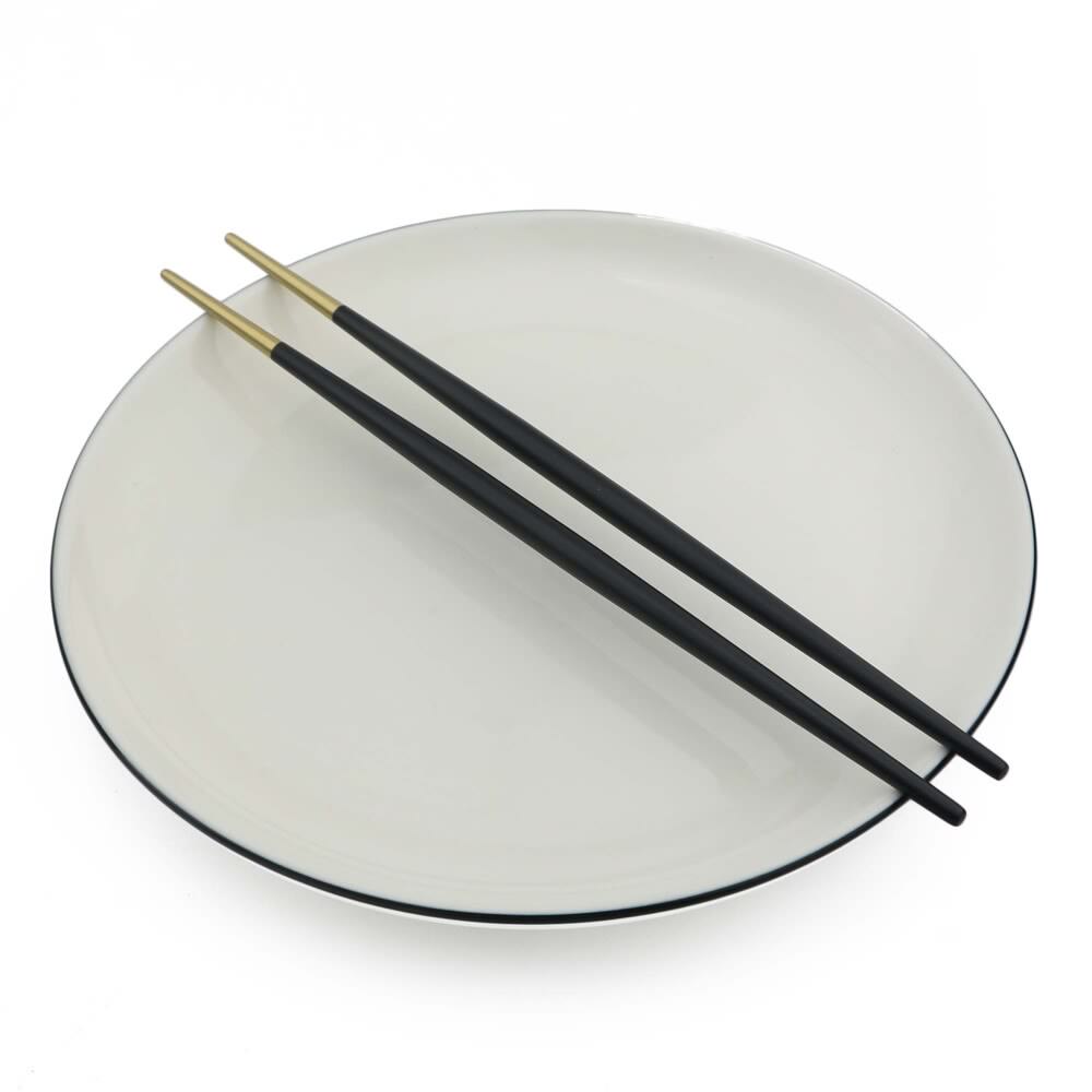 1 Pair Korean Stainless Steel Chopsticks Food Grade Japanese Food Hashi Chop Sticks Sushi Dinnerware Cooking Utensils: gold black