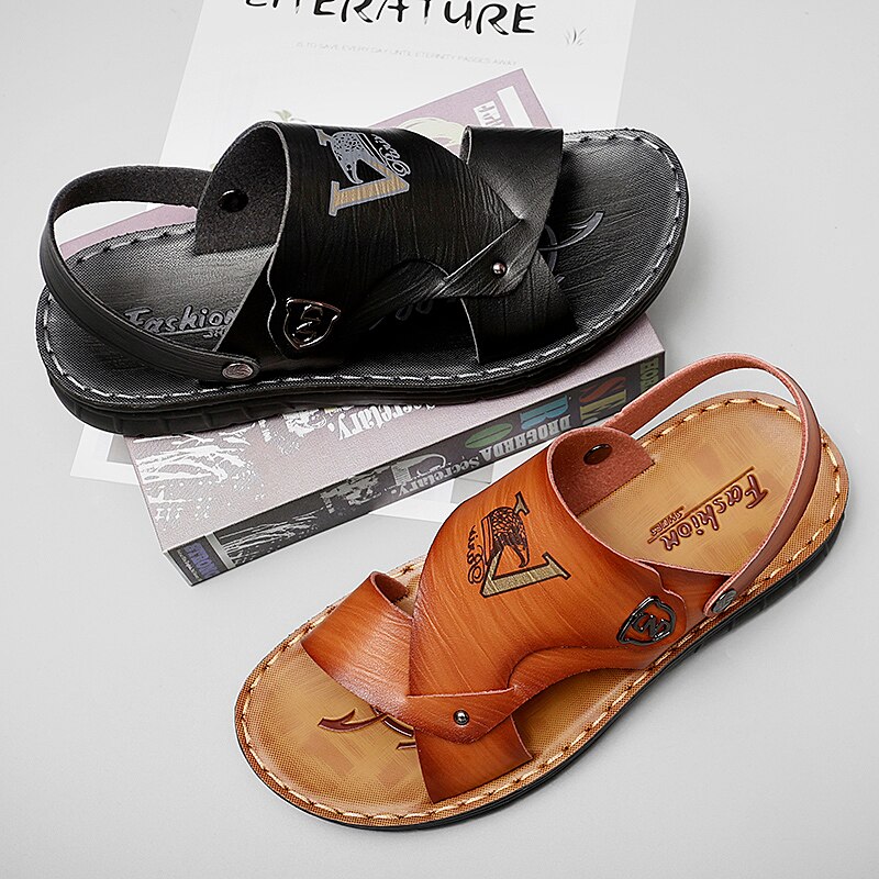 Pu Lederen Heren Wandelschoenen Zomer Strand Sandalen Man Platte Outdoor Slippers Mannelijke Zwemmen Schoeisel Sneakers Maat 38-44