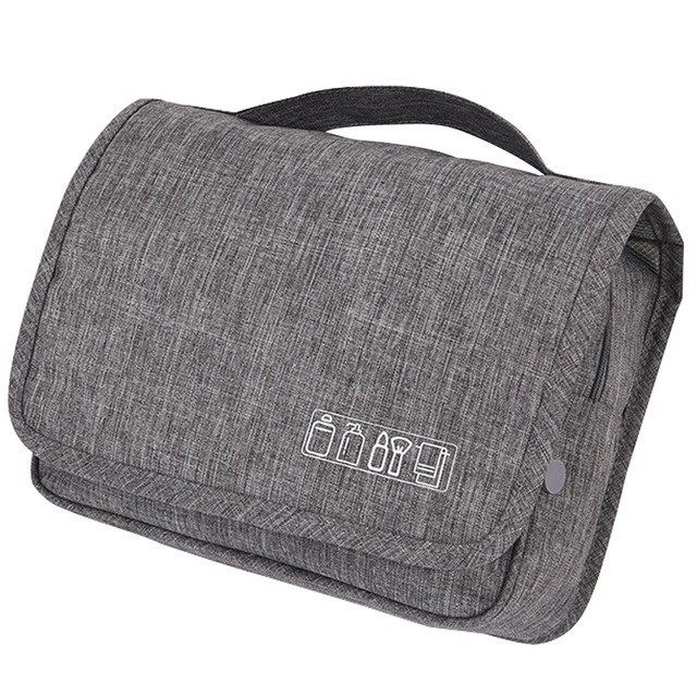 Bolsas de viaje para cosméticos Oxford, a prueba de agua, para hombre y mujer, bolsa de aseo de maquillaje portátil, doble capa, organizador, bolsa de belleza, funda: B-gray