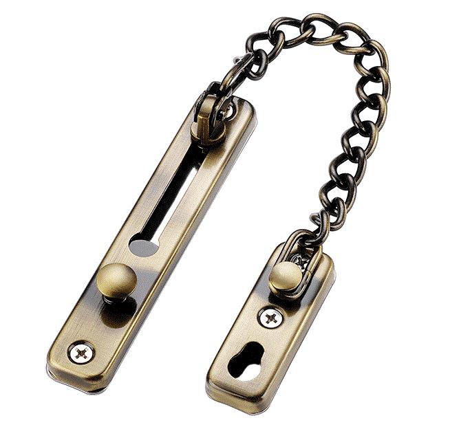 Chain Door Guard with Spring Anti-theft Press Lock, Stainless Steel Security Door Chain Lock: C