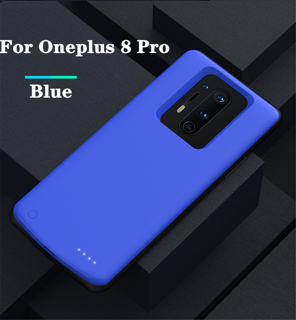 Hstnbveo 6800Mah Portable Backup Battery Charger Case Voor Oneplus 8 Pro Power Bank Batterij Case Voor Oneplus 8 batterij Case: Blue For 8 Pro