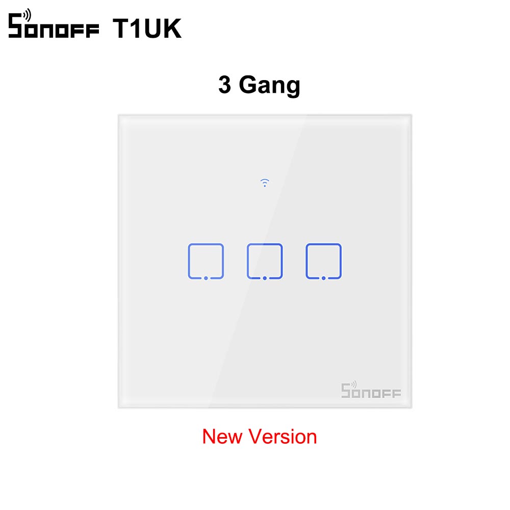 Sonoff – interrupteur mural intelligent T1, wi-fi, RF/APP/tactile, panneau de Type 86, pour maison connectée, 1/2/3 boutons: New version T1 UK 3C