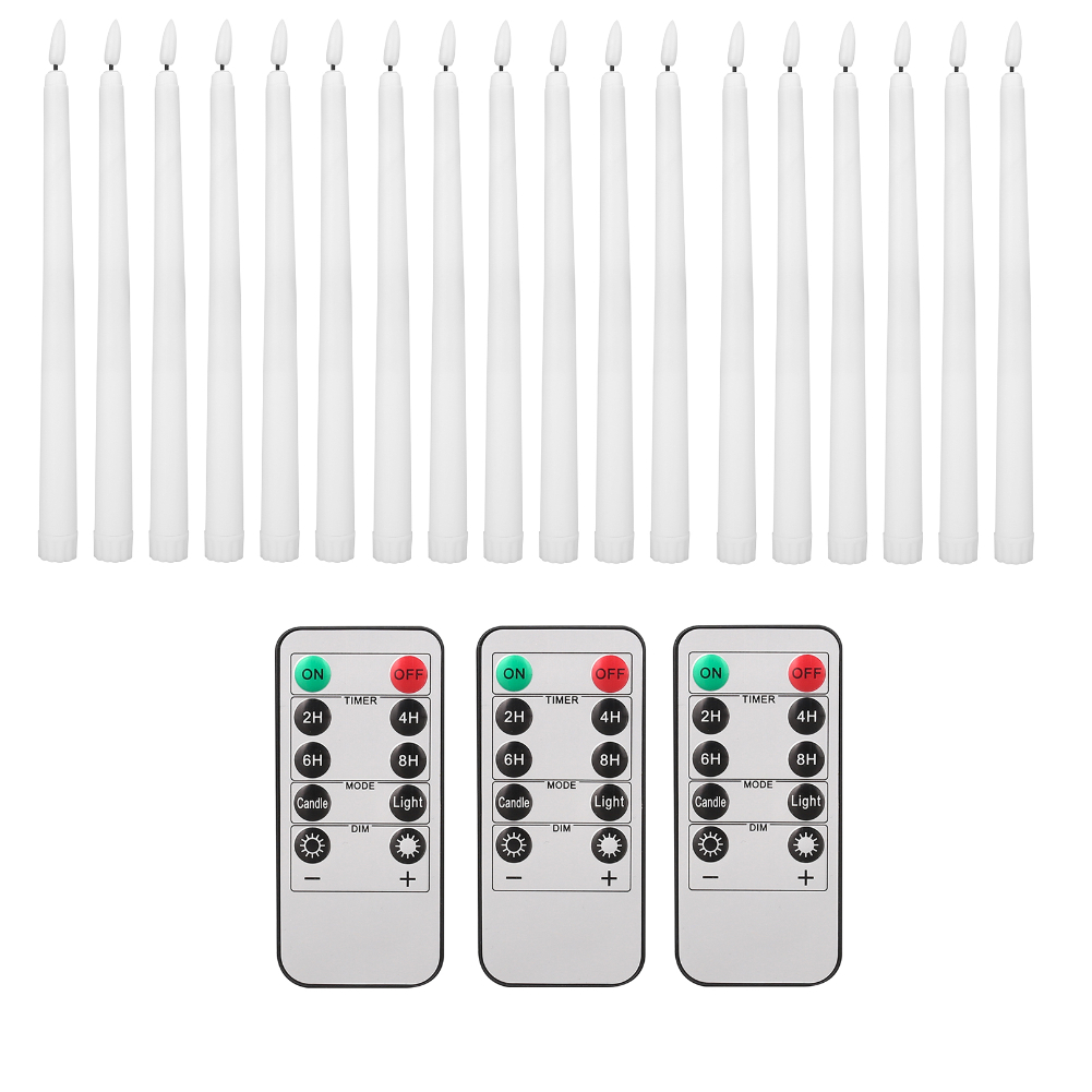 Velas cónicas LED sin llama, 12/24 Uds., parpadeantes con control remoto, candelabros de marfil con pilas de 11 ", decoración navideña para el hogar y la boda: Morado