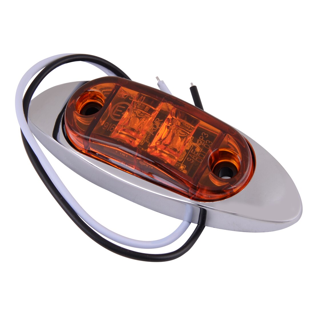 4Pcs Trailer Truck Universele 2.5 "2 Diode Amber Side Fender Marker Indicator Ontruiming Surface Mount Licht W/zilveren Deksel