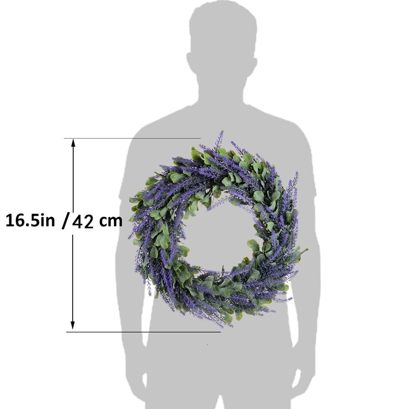 Künstliche Kranz, Tür Kranz 17 Zoll Lavendel Frühling Kranz Runde Kranz für sterben Vorderseite Tür, Wohnkultur