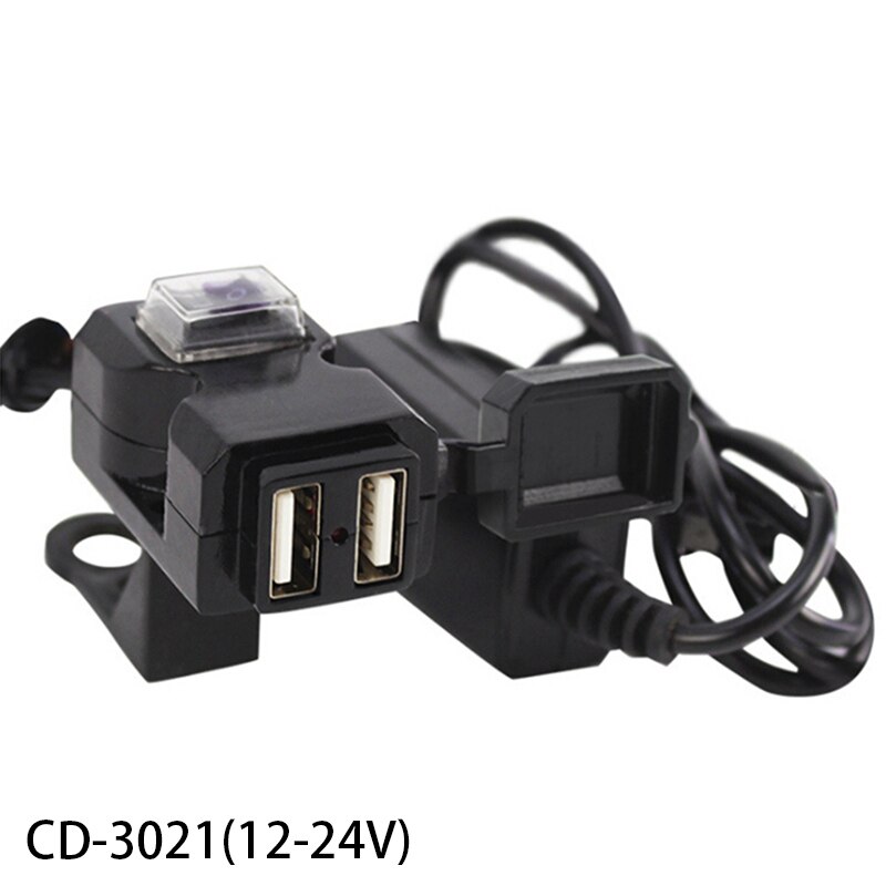 Motorcycle USB Socket for Phone GPS Motorbike Handlebar Charger 5V 1A/2.1A Adapter Power Supply Socket Waterproof Dual USB Port: 9-24v