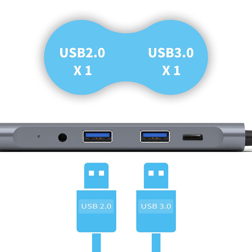 Tf vga hdmi adapter  rj45 netværkskort 5 in 1 usb c hub type c til usb 3.0 til pc notebook tilbehør usb-c hub
