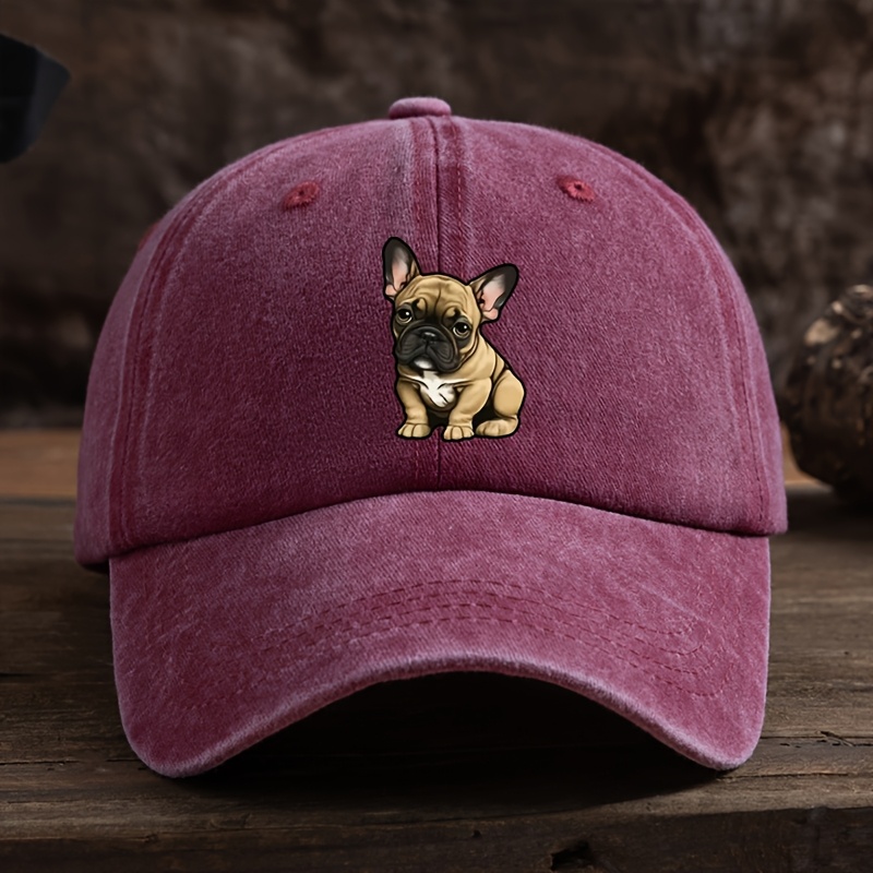 Gorra de béisbol con estampado de Bulldog Francés, protector solar, para exteriores, adecuada para hombres y mujeres, para combinar con el ocio diario: Borgoña