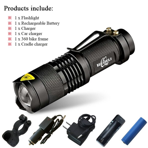 Mini Portable torch 3800LM Waterproof LED Flashlight CREE XML T6 XM L2 5 Modes Zoomable LED Torch penlight Linterna led: C / CREE XML T6 3000LM