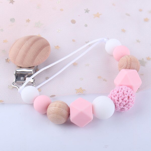 Baby Pacifier Clip Silicone beads Teether Pacifier Holders Teething Toy Attache Clip Baby dummy clip Infant Feeding Baby