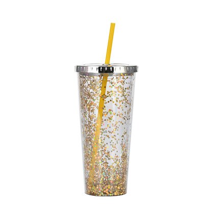 Color Sequins Tumblers Cup Straw Cold Cup with Lid Cups with Lids and Straws Mug Plastic Straight Cup Water Cups: 19