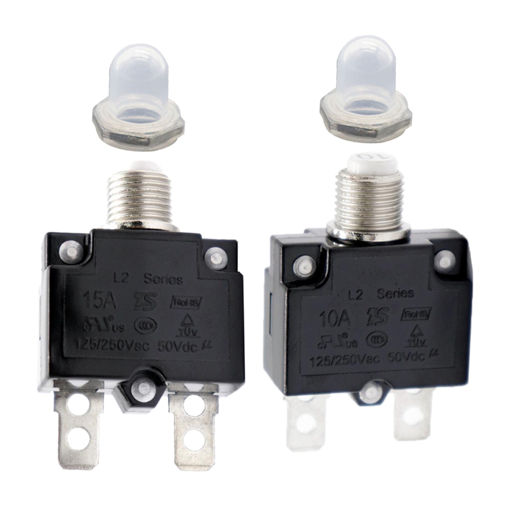 par 125/250v ac 15a/10a bryter trykk nullstille knapp overbelastningsvern