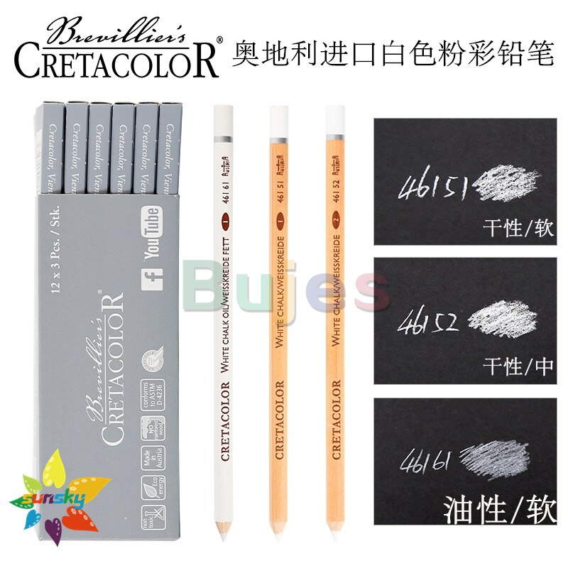 Cretacolor-lápiz de tiza blanca de alto brillo, suministros de arte, Original