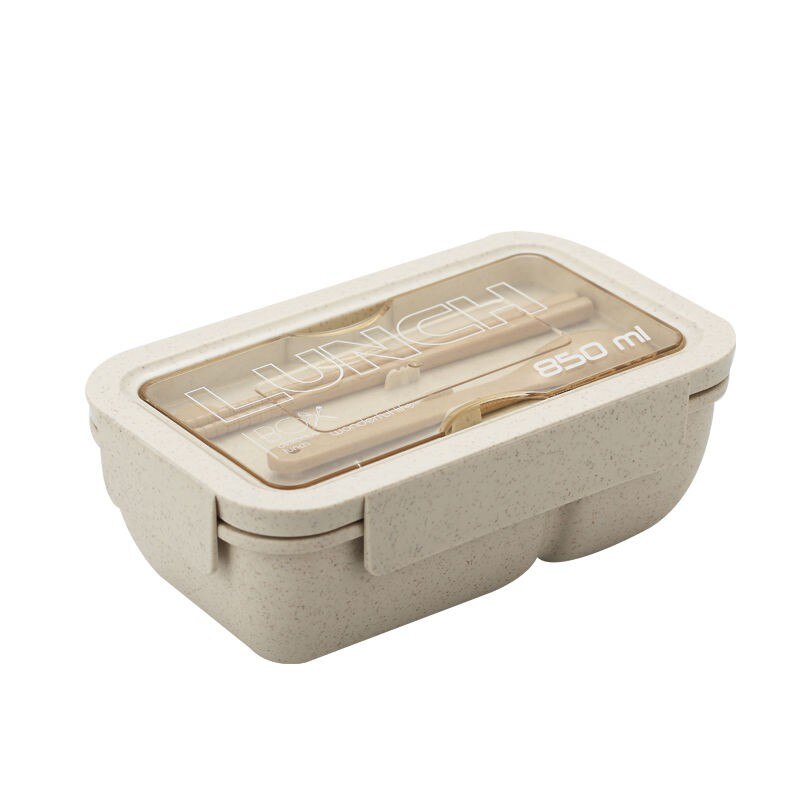 850ml Wheat Straw Lunch Box Healthy Material Bento Boxes Microwave Dinnerware Food Storage Container Lunchbox: Beige