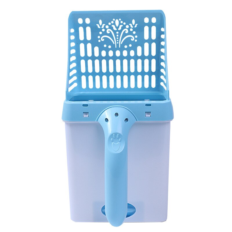 Tamiz de limpieza de arena para gatos, pala de arena hueca para perros, Herramientas de limpieza de inodoro para mascotas, cuchara de comida para perros, cuchara desmontable: Blue
