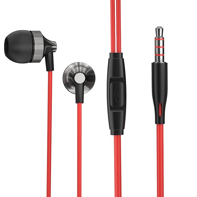 Essager Bedrade Headphonesfor Samsung Huawei Redmi Telefoon 3.5Mm Jack Koptelefoon Met Microfoon Oordopjes Oortelefoon Stereo Headset: Red