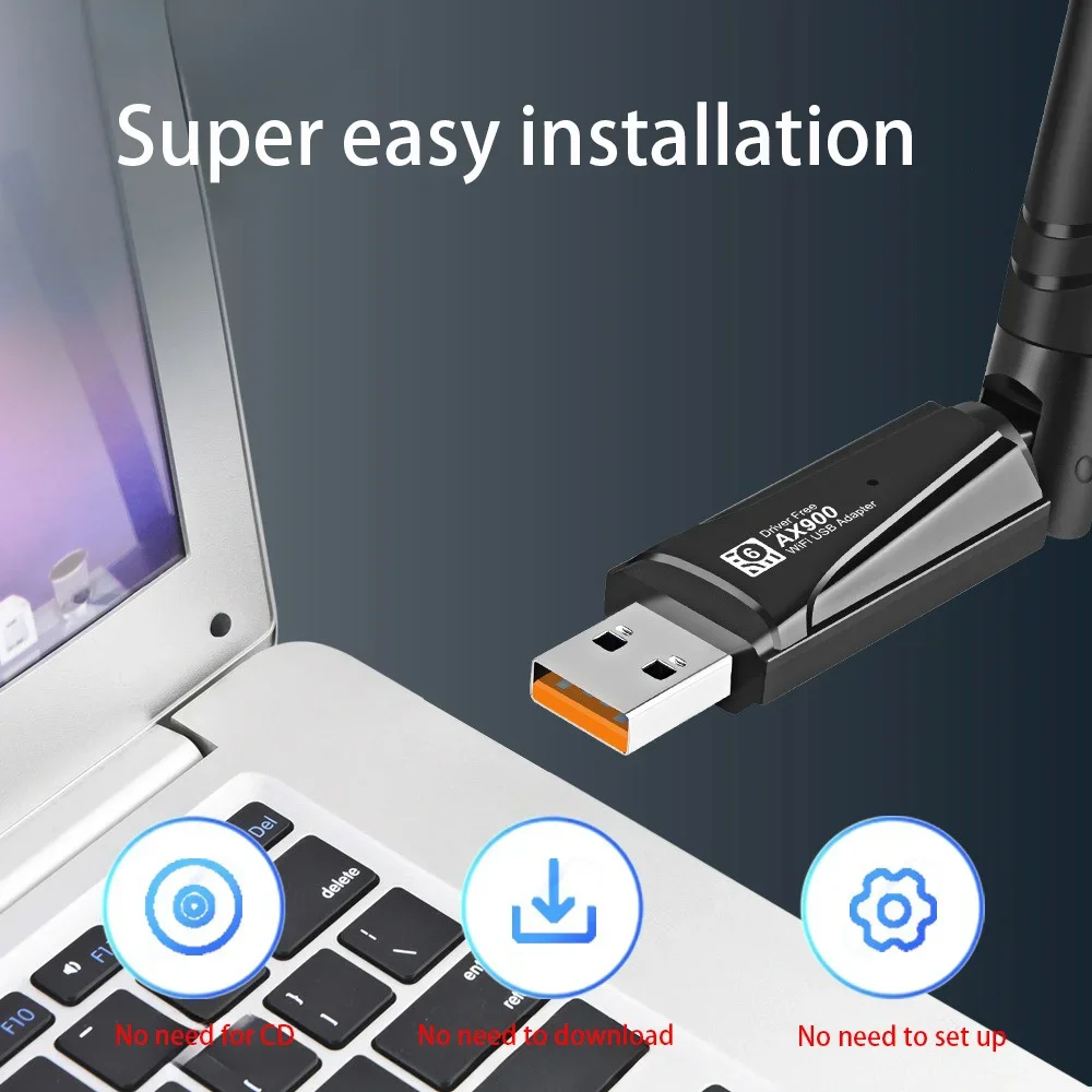 WiFi 6 Bluetooth 5.4 2 in 1 Dongle 900Mbps 5dbi Antenna AX900 Wireless Receiver USB Receiver for Windows 10/11