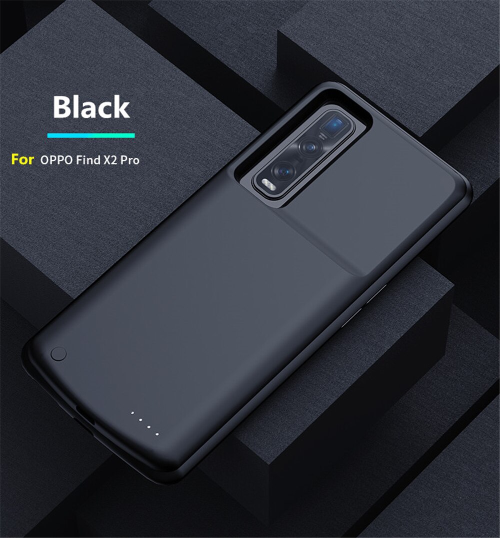 6800mAh Silicone Battery Charger Case For OPPO Find X2 Pro Battery Case Power Bank Charging Cover For OPPO Find X2 Battery Cover: Find X2 Pro Black