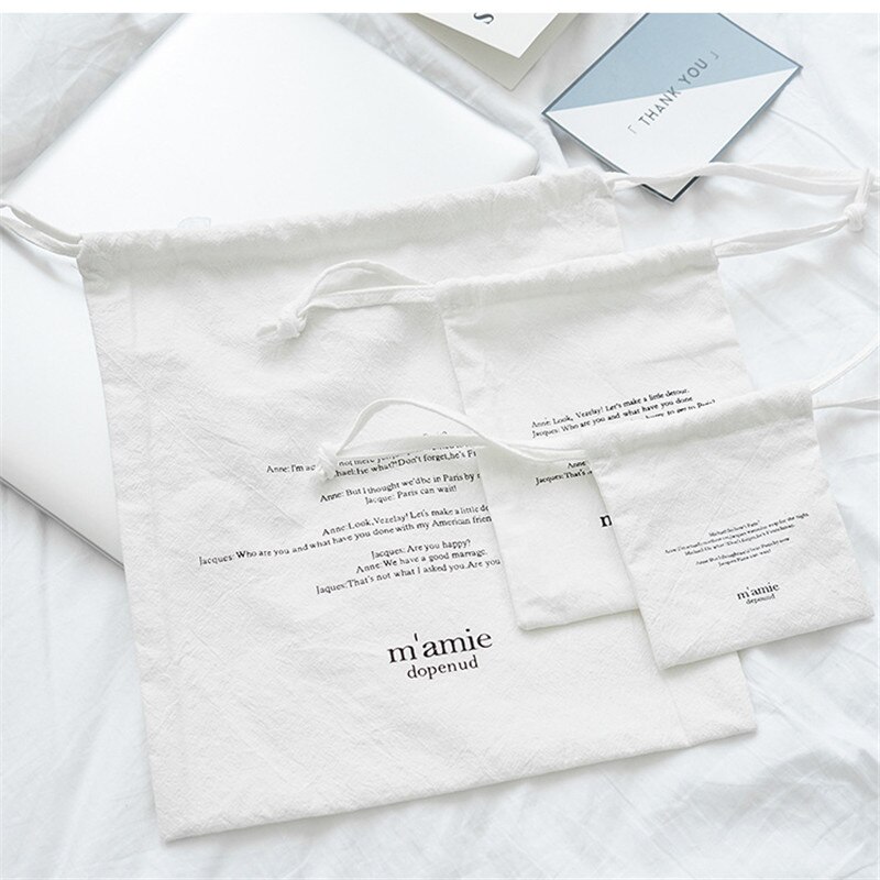 YILE 1 Conjunto (3 pcs) Cordão de algodão Saco Organizador da Viagem Saco de Pulso Casual Impressão Inglês Carta 4 Cores para Escolher a partir de E77