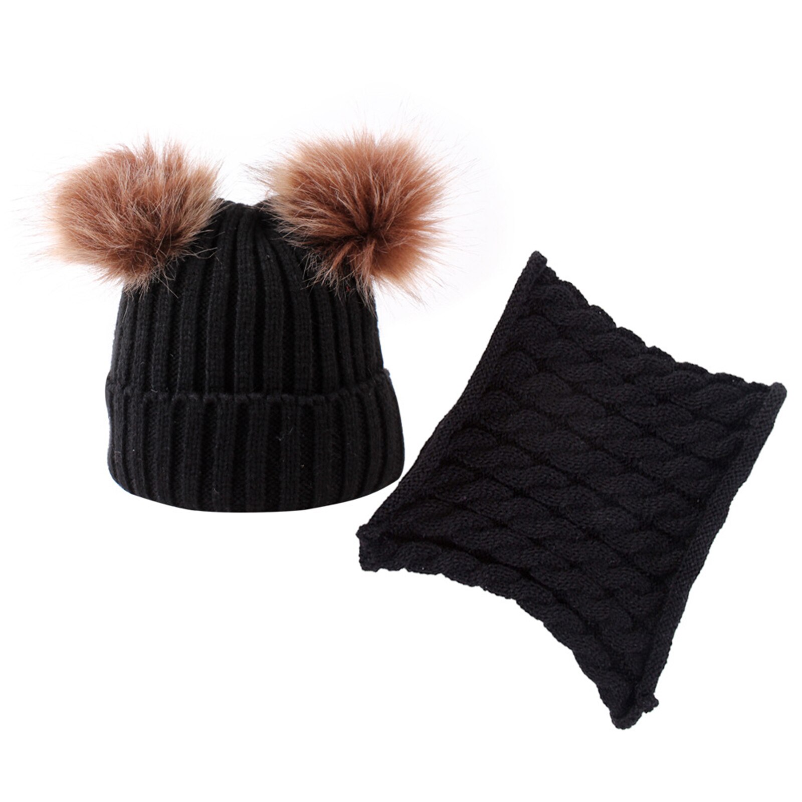 Gorro conjunto de gorro y bufanda para bebé sombreros de niño PUNTO DE Navidad guantes bonitos cálidos de dos piezas guante de invierno blanco primavera otoño chico chica gorra: Black
