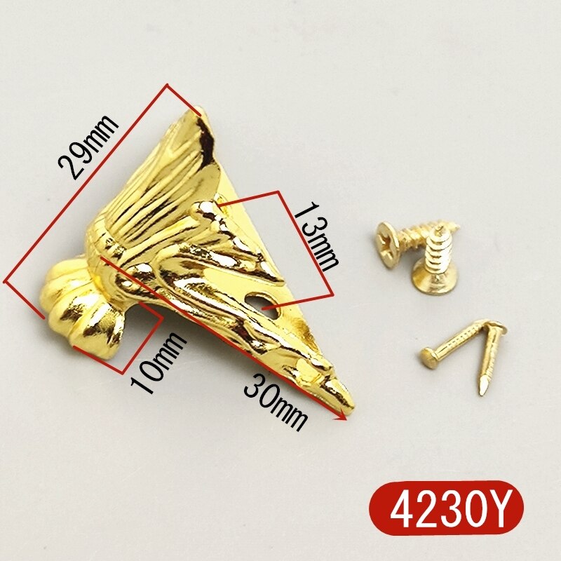 8Pcs Antique Corner Protector Box Wood Case Decorative Feet Leg Metal Crafts Hardware feet leg corner with Screw: 4230Y