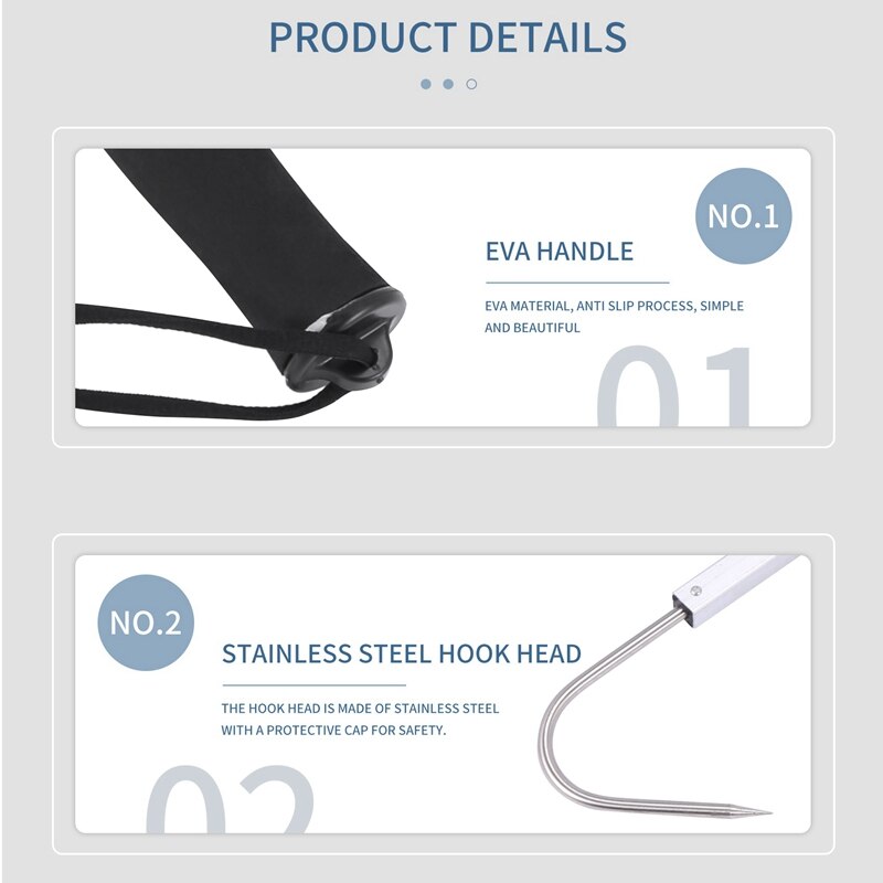 Telescopic Retractable Fish Gaff Ice Sea Fishing Steel EVA Spear Hook Tackle