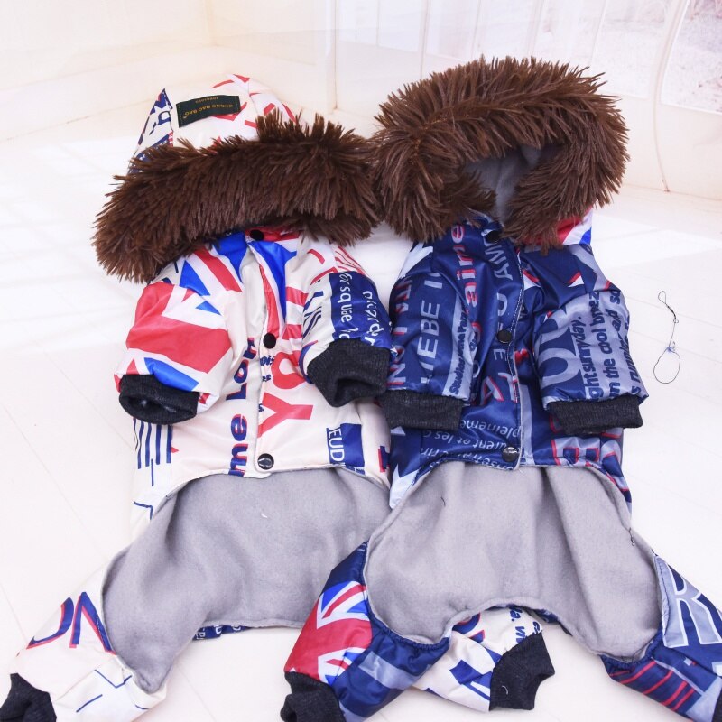 Winter Pet Warm Thickened Four-legged Down Jacket With Tow Rope Jacket Thicker Cotton Coat Dogs Pet Clothes