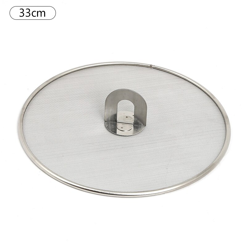 1PCS Stainless Steel Oil Cover Fried Oil Net Cover Pizza Tray Kitchen Gadget Pan Cover Splash Oil High Temperature Anti Falling^: 33cm