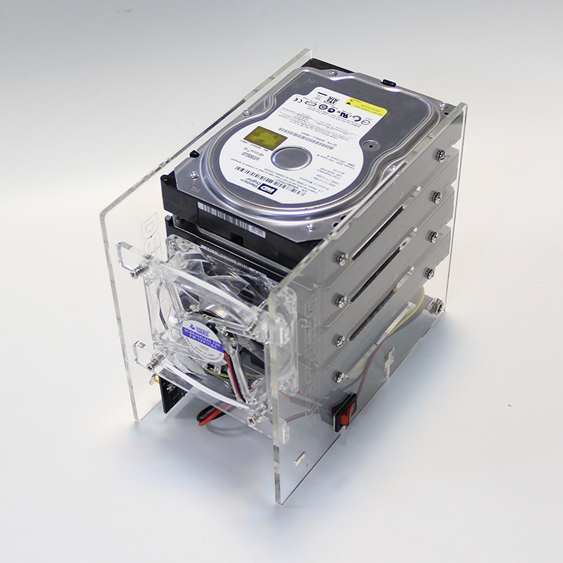 DIY hard disk expansion bracket HDD 3.5 NAS 4 disk External racks support power supply transparent acrylic rack