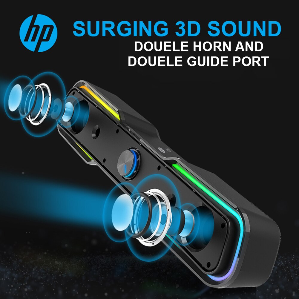 HP DHE6002 3D Surround Soundbar Speaker USB Wired Computer Speakers Stereo Subwoofer Sound bar for Laptop PC TV