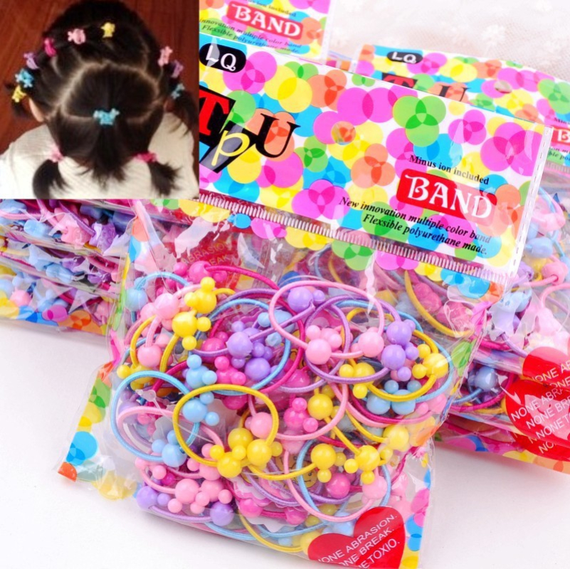 100 Pcs Haar Touw Kinderen Hoofdtooi Bunny Cartoon Rubberen Band Haar Band Haar Accessoires