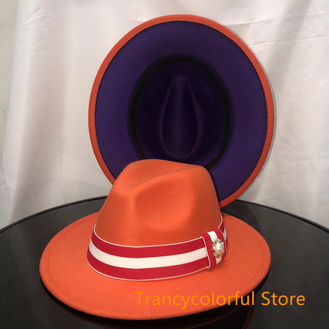 Sombrero de Fedora para hombre y mujer, sombrero de jazz con cinta elástica, accesorios blancos, sombrero de copa para iglesia, sombrero de invierno,: 6