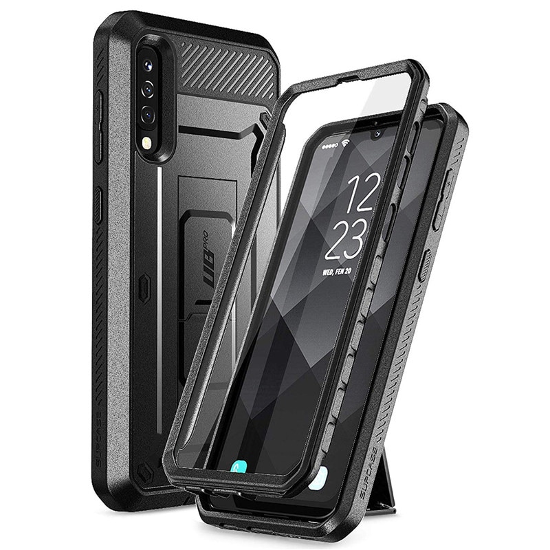 Coque intégrale et robuste pour Samsung Galaxy A50/A30s, compatible UB Pro , avec protection d&#39;écran intégrée et béquille: Black